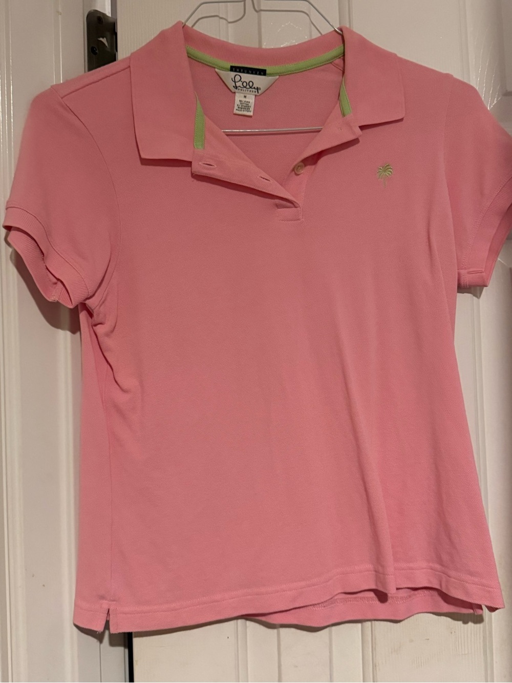Lilly Pulitzer Light Pink Polo with Lime Trim